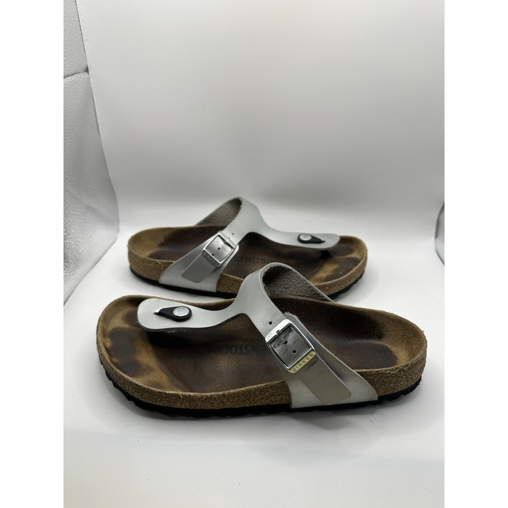 Birkenstock Gizeh Women's Size 38 Metallic Gray Birko Summer Sandals‎ 7-7.5 US